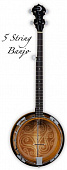 Luna BGB CEL 5 банджо, 5 струн, красное дерево, гравировка